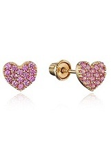 mind-boggling teeny small pave heart gold earrings for babies and children 